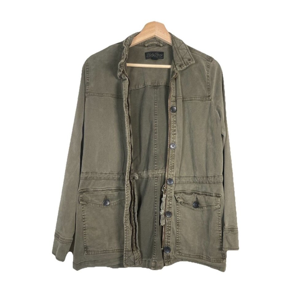 Lucky Brand Jacket Women Medium Utility Military Army‎ Green Cinching Streetwear
